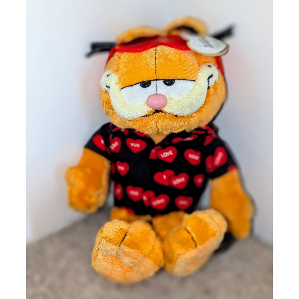 Ty Beanie Babies Garfield Plush‎ Valentine's Day Shirt Sunglasses 90's NWT